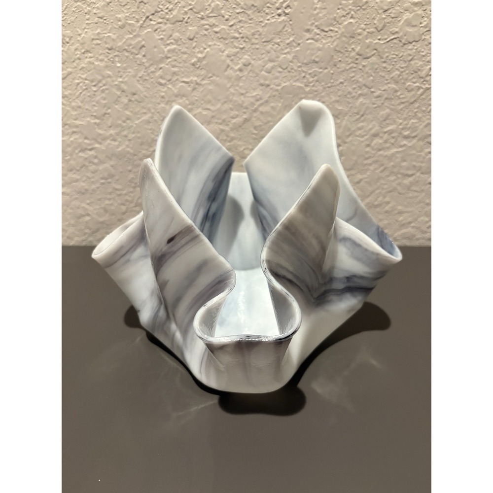 Vintage Murano-Style Art Glass Handkerchief (Fazzoletto) Vase/Bowl, 6.5x6.5"